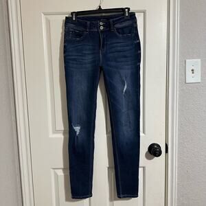 KanCan Blue Skinny Jeans with Distressed Details like new